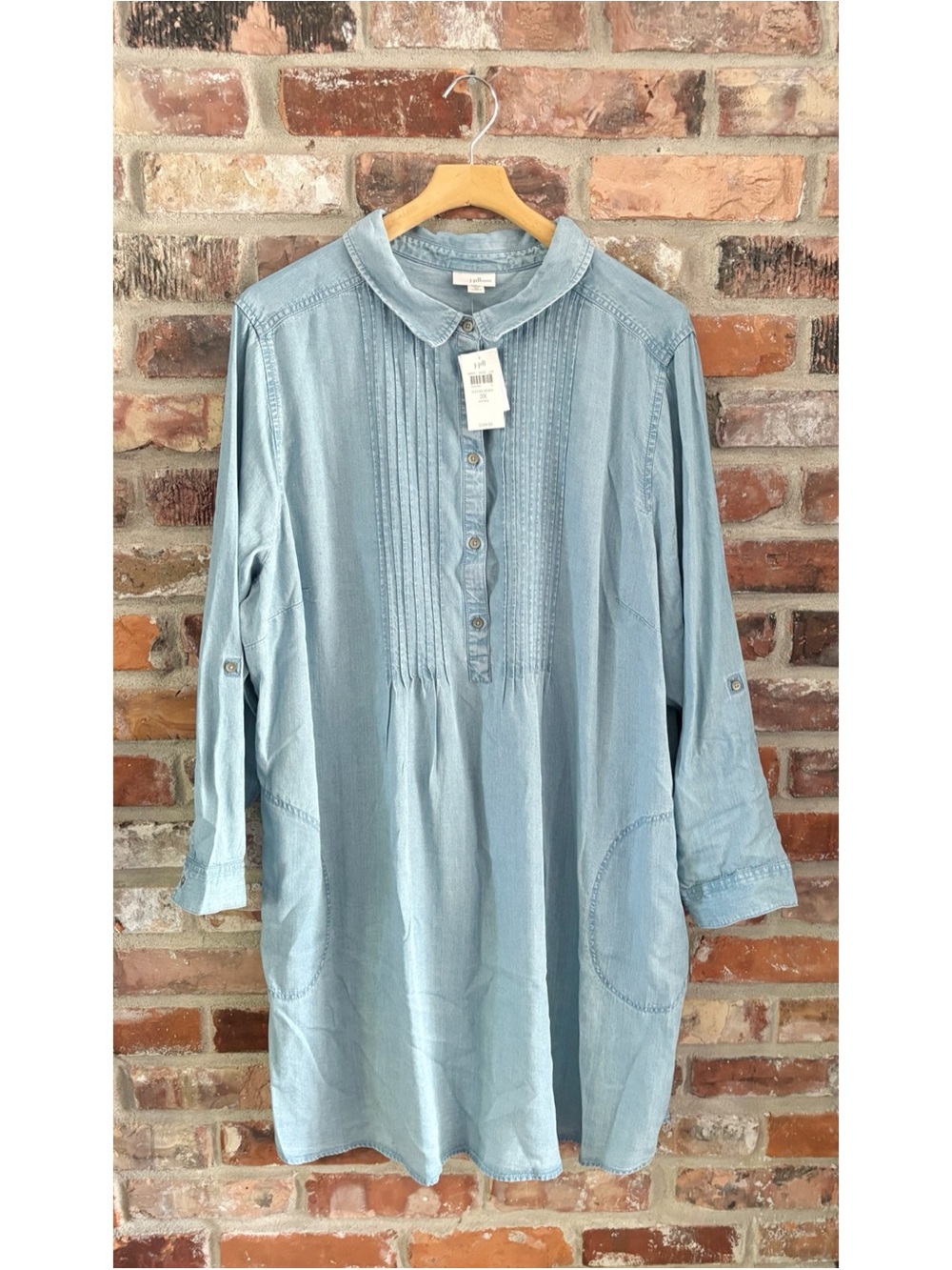 J. Jill Pintuck Chambray Denim Shirtdress NWT, 3X